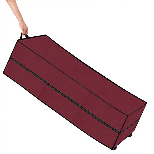 Elf Stor Ultimate Rolling Gift Wrap Storage Bag- Holds Rolls of Wrapping Paper, Ribbons, Bows and More! Burgundy Canvas, Red, 42" x 16" x 12'