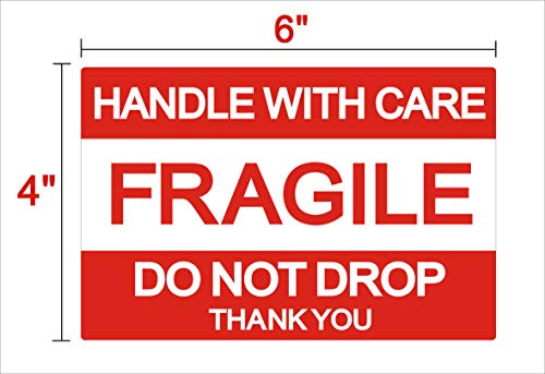 Funglam 101152-1.FBA 4'' X 6'' Fragile Stickers, Fragile - Handle With Care - Do Not Drop - Thank You Shipping And Packing Warning Stickers - 500 Permanent Adhesive Labels Per Roll thumb #1
