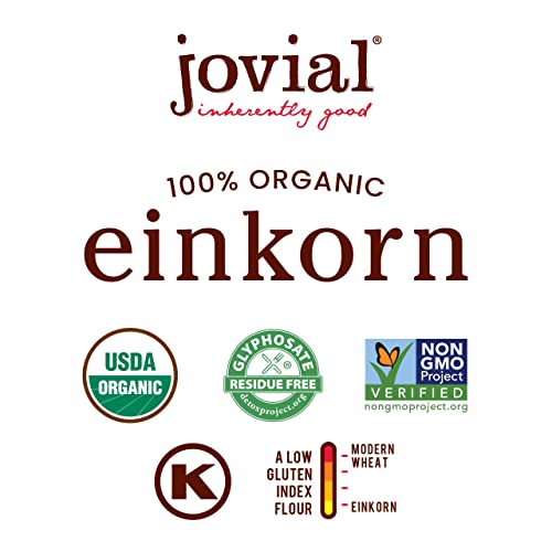 Jovial Organic Einkorn Unbleached All Purpose Flour - Bread Baking Flour for Sourdough, High Protein, Non-GMO, Organic Pizza & Pasta, European Italian, Glyphosate Free - 32 Oz, 3 Pack