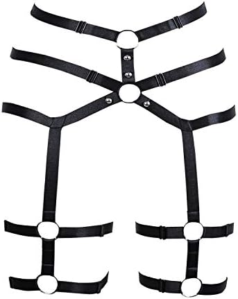 Garter Leg Belt Harness Leg Rave Thigh Garter Harness Strappy Garter Belt for Women Black