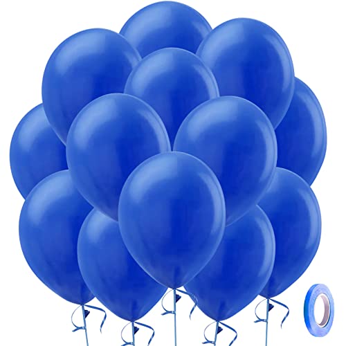 Bezente Royal Blue Latex Party Balloons - 100 Pack 12 Inch Round Helium Blue Balloons For Birthday Graduation Baby Shower Baseball Nautical Party Decoration #TOP13