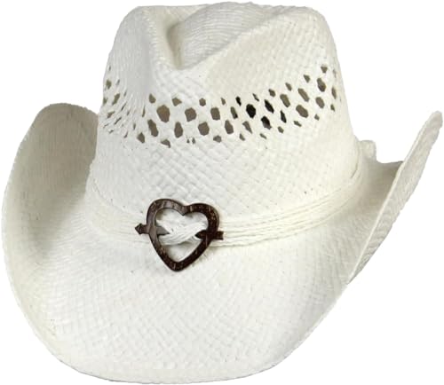 Image of TOVOSO Straw Cowboy Hat for Women with Beaded Trim and Shapeable Brim