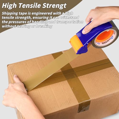 Image of Oleitodh 36 Rolls Brown Packing Tape with Dispenser, 1.88 inch x 60 yd Heavy Duty Shipping Tape Bulk, 2.6 Mil Tan Carton Sealing Tape Refills for Moving Boxes, Mailing, Warehouse Packaging