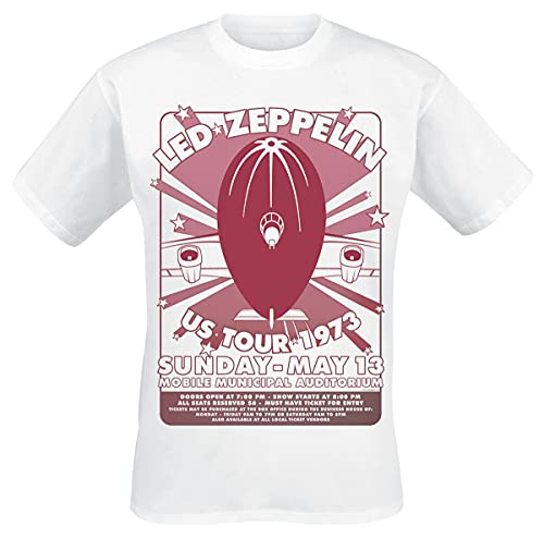 Led Zeppelin t-shirt de groupe de musique vintage blanc haut col rond