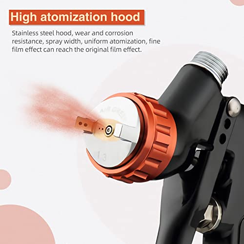 Hvlp Gravity Feed Air Spray Gun Kit, Newest Automotive Spray Paint Gun With Pressure Gauge, 1.3Mm Nozzle And 600Cc Cups, For Primer, Touch-Upspray, Car Primer, Furniture Surface Spraying #TOP3