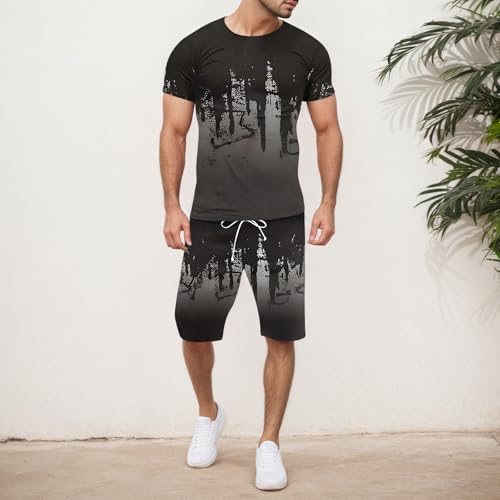 Chándal de verano para hombre conjunto transpirable de manga corta 3