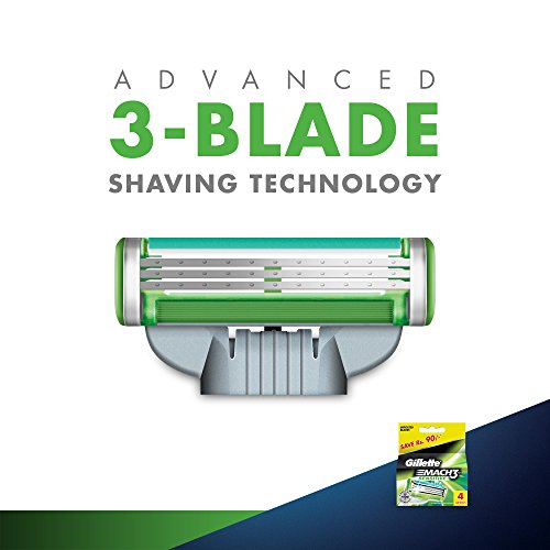 Image of Gillette Mach3 Sensitive Blades - 4 Cartridges & GILLETTE Mach 3 Shaving Razor (Handle + 2 Cartridge)