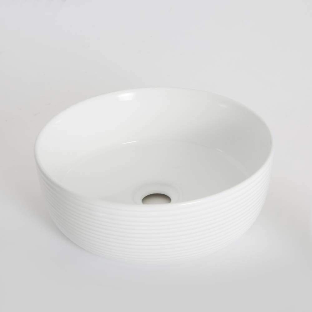 Milano White Art Ceramic Round Countertop Bathroom Basin Sink - 360Mm