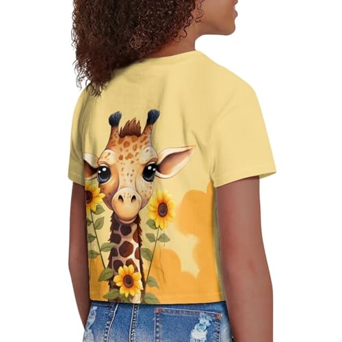 Image of Kids T Shirt Short Sleeve Crop Tops for Girls Summer Clothes Pullover Tees Shirt 5-14