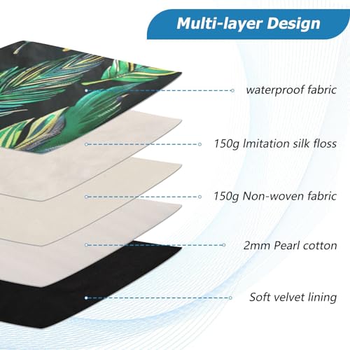 Funda para portátil 13-14 pulgadas con diseño de plumas verdes miniatura 4