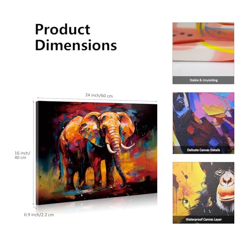 JBER Canvas Painting Wall Art Poster, home decor, suitable for bathroom decor space personalized decoration,60cm x 40cm (Elephant) - Image 2