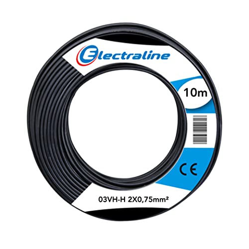 Electraline 10691 Piattina Divisibile 03VH-H, Sezione 2x0.75 mm, 10 mt, Nero
