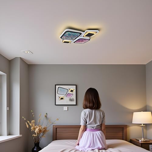 Image of LED Low Height Ceiling Chandelier for Hall Decoration, Modern Ceiling Jhoomar /Jhoomer Light for Living Room, Bedroom (Multi-Color)