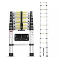 PUETE 12.5 FT Telescoping Ladder Aluminum Lightweight Extension Ladder Heavy Duty 300lbs Max Capacity, Multi-Purpose Collapsible Retractable Ladder for Home, RV, Attic or Outdoor Work