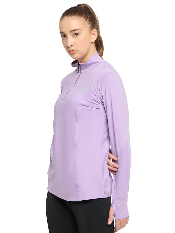 Image of Clovia Women's Snug Fit Active Jacket with Thumb Holes in Purple Colour