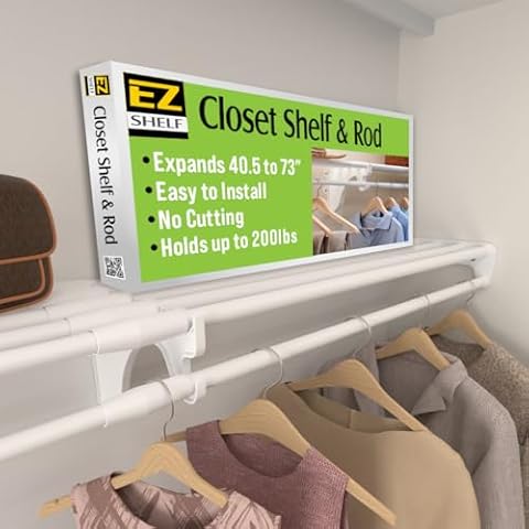 EZ Shelf DIY Expandable Closet Shelf & Rod - 40” - 73” Cover