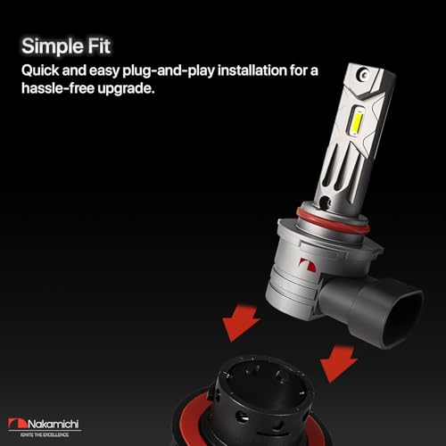 Image of Nakamichi GS810 Series 9005 9006 LED Headlight Foglight Light Bulbs for Replacement, 12,000 Lumens 44W Per Set, Cool White, Plug and Play, 1:1 Beam, Pack of 2, 4300K, 9005 9006 (HB3 HB4)
