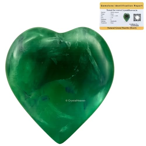 Image of Certified Green Fluorite Crystal Heart Palm Pebbles Stones for Anxiety Stress Relief Massage - AAA Grade Original Healing Gemstone Agate Heart Palm Stone for Yoga Meditation Spiritual
