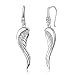 925 Sterling Silver Cubic Zirconia CZ Angel Wings Dangle Hook Earrings