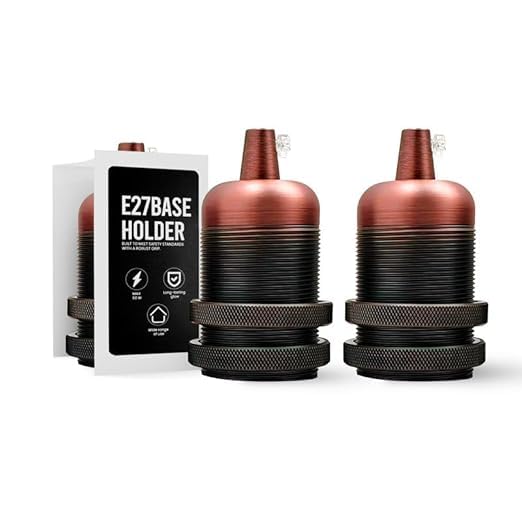 DC VOLTAGE Vintage E27 Lamp Socket Pendant Light Fixture,Metal Heat Resistant Industrial Lamp Holder for Living Room, Kitchen & Home Decor - 1Pcs (Copper) (CO 2Pcs)