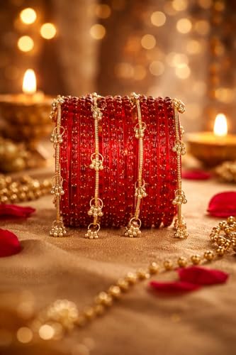 Image of Shining Diva Fashion 16 Pcs Trendy Stylish Glass & Kashmiri Ghungroo Bangles Set for Women & Girls | Traditional Festive Wedding Party Jewellery