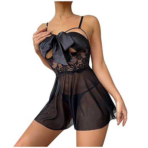 WILLBEST Body Damen Sexy Spitze Gothic Kleidung Damen Sexy Dessous Negligee Babydoll Grosse Groessen Dessous Kleid Spitze Negligee Babydoll...