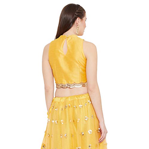 Image of studio rasa Women's Dupion Sequin Embellished Crop Top for Wedding Festive
