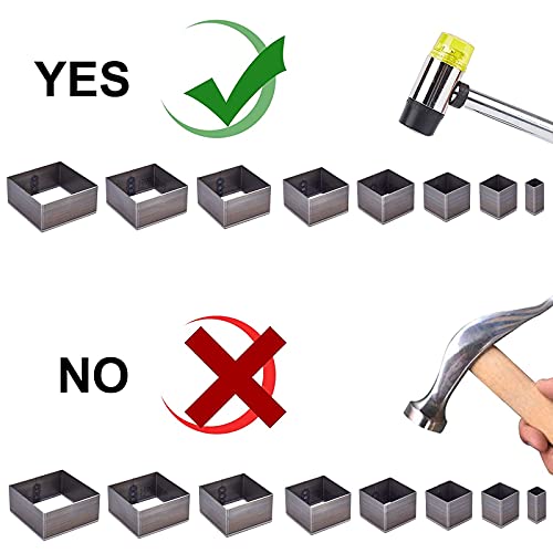 PandaHall 8pcs Die Punch Cutter, 10.5-51mm Hollow Punching Tool High Carbon Steel Die Cutter Square Leather Cutting Die for Leather Crafts