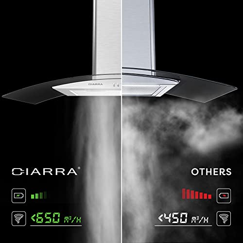 CIARRA-CBCS9506B-Campana-Extractora-Cristal-90cm-650mh-210W-3-Velocidad-de-Extraccion-Evacuacion-al-Exterior-y-Recirculacion-Interna-por-Filtro-de-Carbon-CBCF004-Acero-Inoxidable