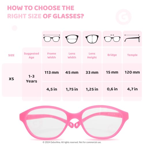 Unbreakable Eyeglasses for Kids Prescription Glasses - 1-3 Toddler Glasses Frames XS2