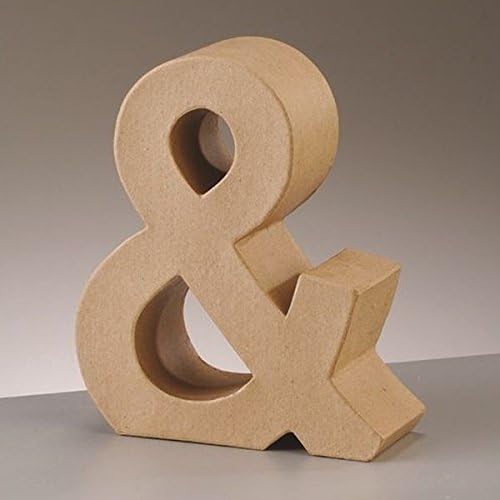 3D Symbol Sign"&" Paper Mache Signs Buff Papp Art Freestanding 17.5cm x 5.5cm (Ampersand Symbol &)