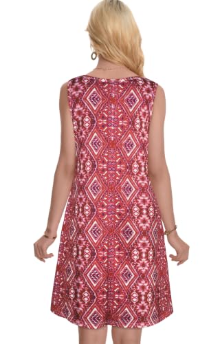 Image of Summer Dresses for Women Beach Boho Sleeveless Vintage Floral Flowy Pocket Tshirt Tank Sundresses 2026
