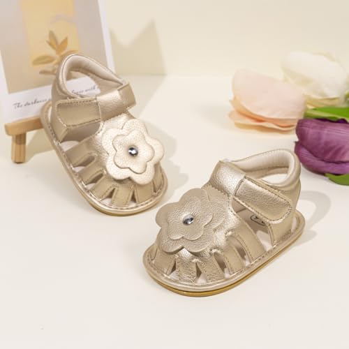 Image of Babelvit Infant Baby Girl Boy Sandals Comfort Premium Summer Outdoor Casual Beach Shoes with Flower Bowknot Anti Slip Rubber Sole Newborn Toddler Prewalker First Walking Shoes