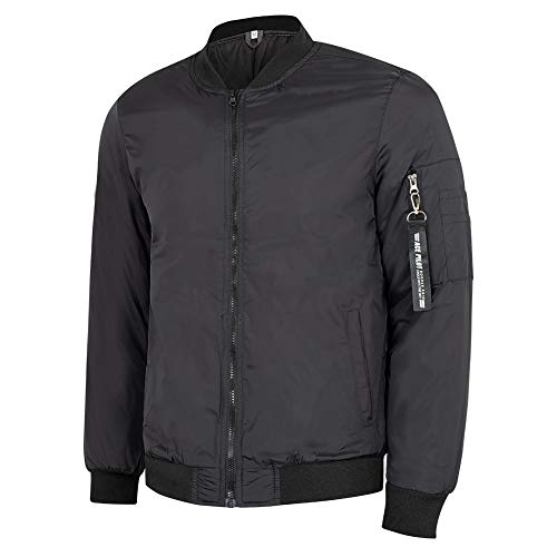 MADHERO Mens Bomber Jacket Quilted Lightweight Winter Outerwear Coat Black M