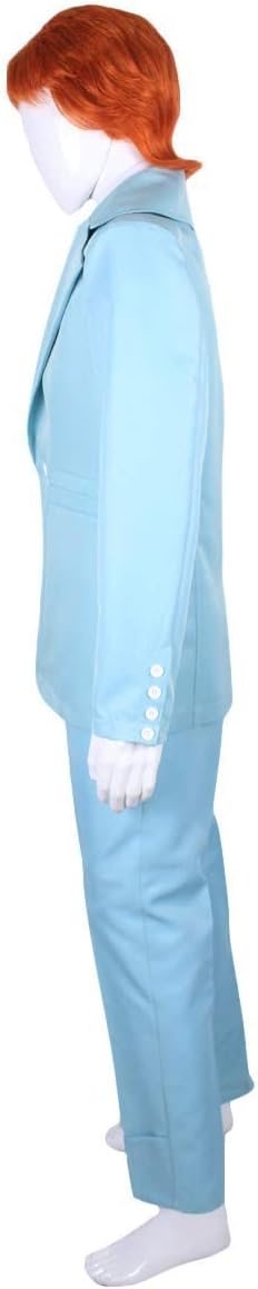 HPO Men’s Glam Rock Pop Star Blue Suit Costume – 70s Retro Singer Outfit Include Jacket, Shirt, Tie & Pants for Disco Party - Image 4