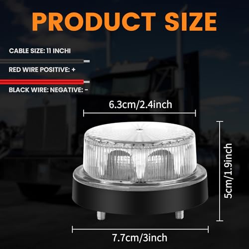 Feu stroboscopique blanc à 2 modes flash pour sécuriser les véhicules de chantier - 6