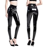 [Diki Home] レザーパンツ エナメル レザー レディース スキニーパンツ ストレッチ 光沢有り レザー 長ズボン フェイクレザー レギンス スリムパンツ ダンス衣装 普段着 着回し お洒落 PUパンツ 大きいサイズ 3色 (JP, アルファベット, 3XL, ブラック)