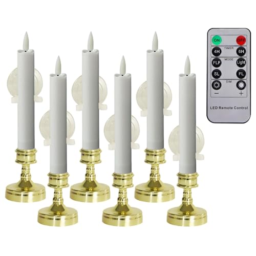 Velas de Navidad parpadeantes para crear ambientes cálidos en ventanas con ventosa y mando