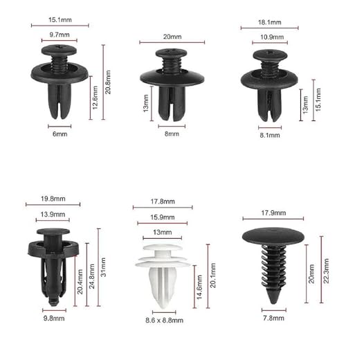 Image of 100 PCS Bumper Retainer Clips Car Rivets Fasteners Retainer Kit and 1 Fastener Removers Most Popular Sizes Auto Push Pin Rivets Set -Door Trim Panel Fender Clips for GM Ford Toyota Honda Chrysler