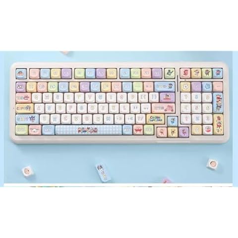 KEYOTIM Computer keyborads PBT Dye Upgrade 108 Keycap Set,MOA Height, Keycaps Keyset with Puller for Cherry MX, Key Cap for Kids, Japanese Anime (2-MDA) Cover