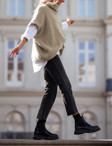 Image of Ynhonra Womens Turtleneck Sweater Oversized Chunky Batwing Sleeve Short Tops | Dolman Pullover