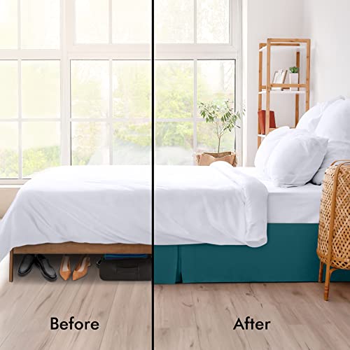Utopia Bedding Base Valance Sheet Double- Soft Brushed Polyester-Microfibre - Pleated - Fits Under the Mattress & Down to the Floor - Bed Base Skirt (Teal) - Image 3