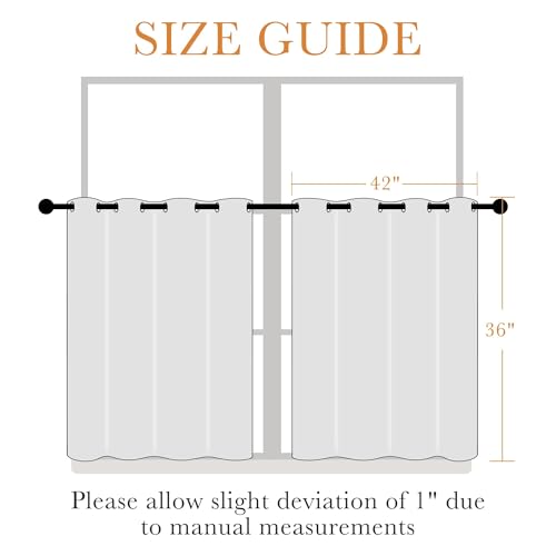 Image of PONY DANCE Short Gray Blackout Curtains for Kitchen Over Sink 36 inch Long, Thermal Insulated Black Out Cafe RV Bunk Panels, Grommet Drapes for Bathroom Basement Small Window(2 Panels, 42 inches Wide)
