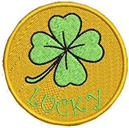 Lucky Four Leaf Clover Round Logo Iron On or Sew On Patch 3 inch St. Patrick's Day Luck Coin Great for Bags, Jackets, and Tactical Gear