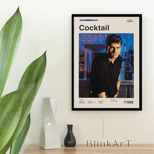 Image of BLINKART Cocktail Vintage Movie Poster Frame 8x12 Inch | Premium 300 GSM Paper Wall Print | Mid Century Vintage Film Artwork for Home, Bedroom, Living Room, Office | Framed Photo Decor