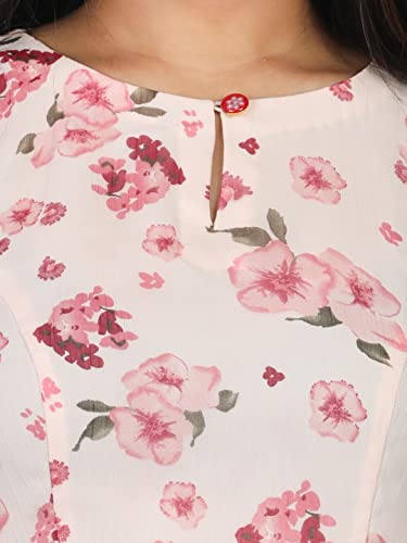 Image of Floral Print Stylish Frock Round Neck Pattern