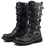 Men's Mid-calf Lace-up Skull Gothic Punk Boots Motorcycle Biker Boots