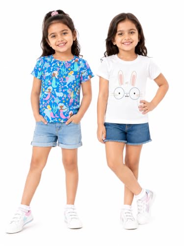 Image of TuddyBuddy 100% Cotton Full Sleeves Half Sleeves Baby Girl's Top Cum T-Shirt for Summer