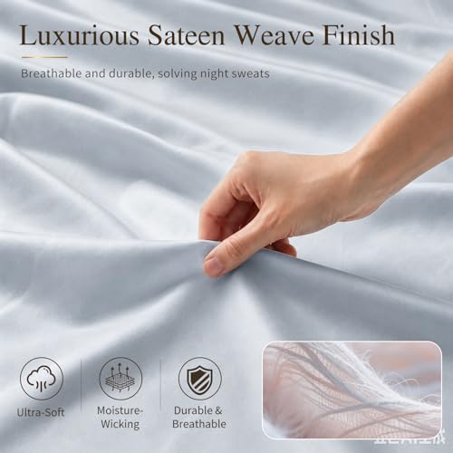 Image of MEISHANG 1000TC Egyptian Cotton Sheets Queen, 16 inch Deep Pocket | 1000TC Egyptian Cotton Sheets, Sateen Weave, Ultra Soft & Breathable, OEKO-TEX Certified