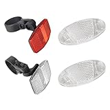 ICFAE Bike Front and Rear Reflectors Kit,Bike Wheel Spoke Reflectors Accessories,Bike Safety Warning Reflectors for Handlebar and Night Cycling (White 4-Piece Set)